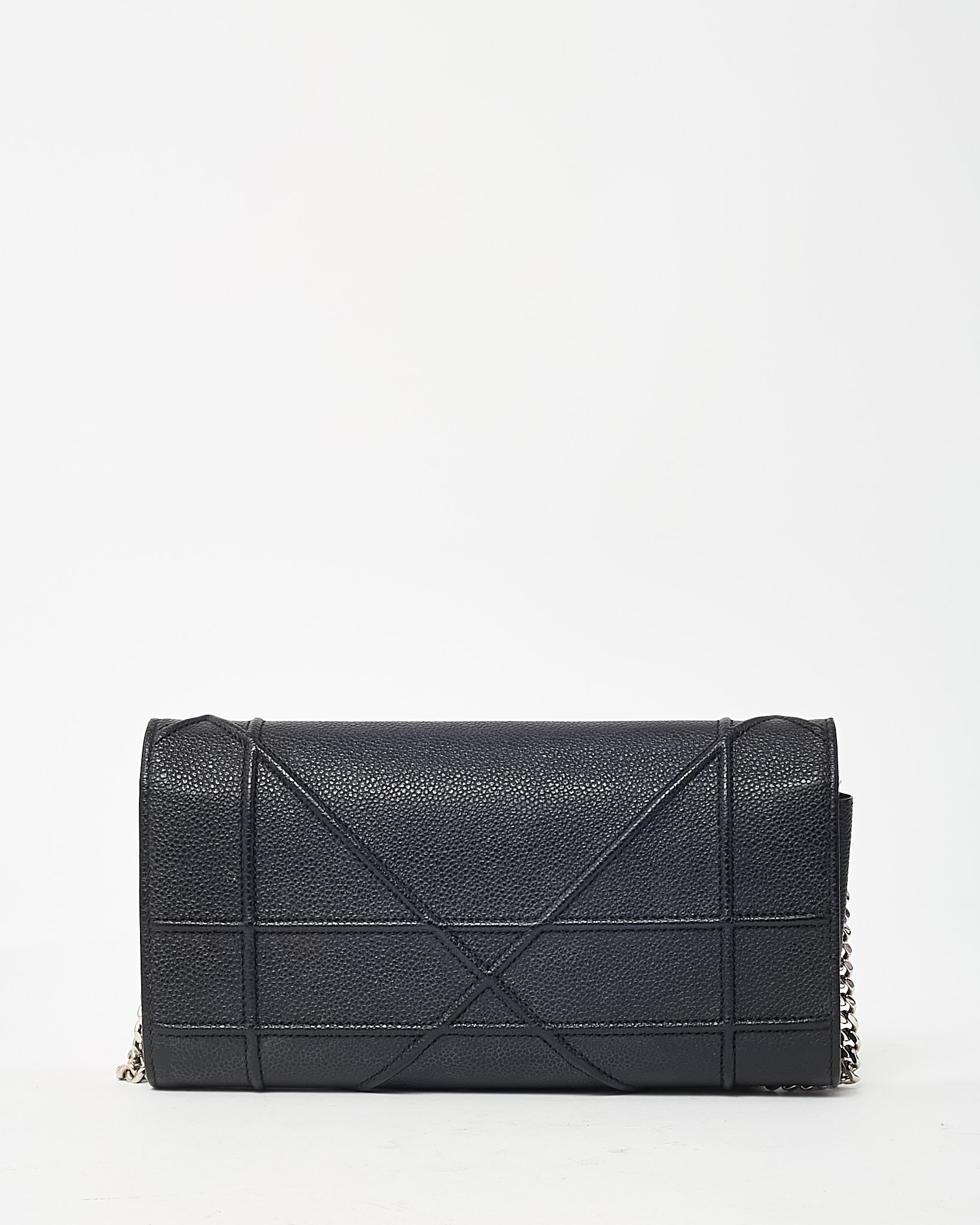 Dior Black Grained Calfskin Diorama Croisiere WOC Wallet on Chain Crossbody Bag