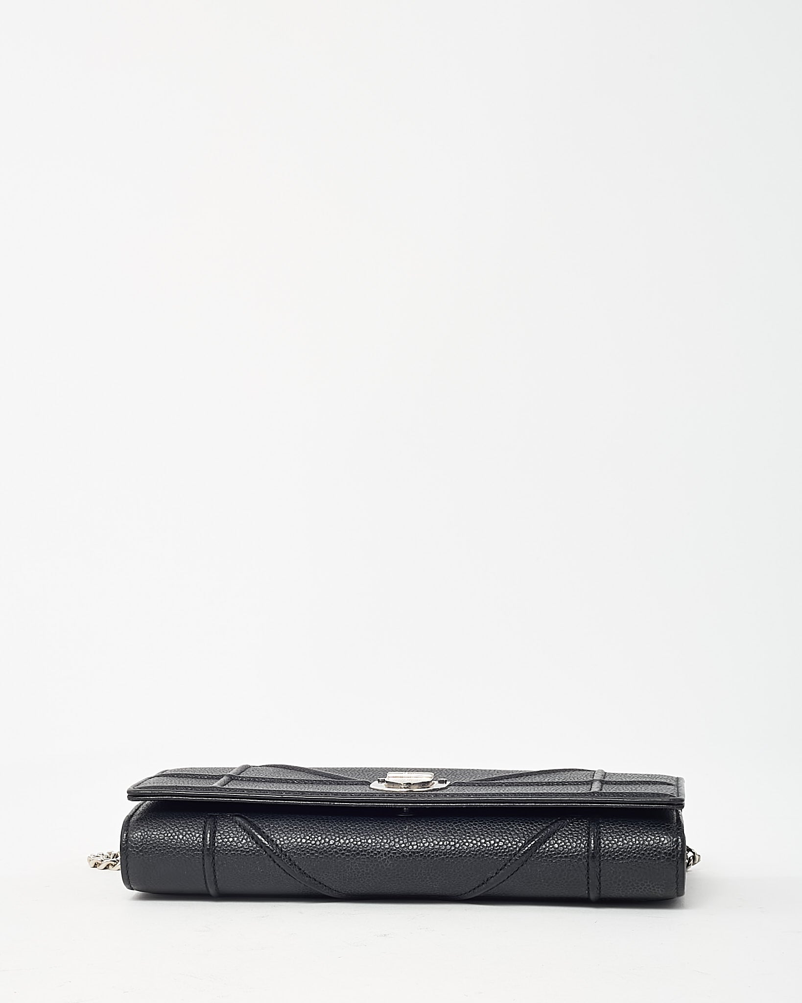 Dior Black Grained Calfskin Diorama Croisiere WOC Wallet on Chain Crossbody Bag