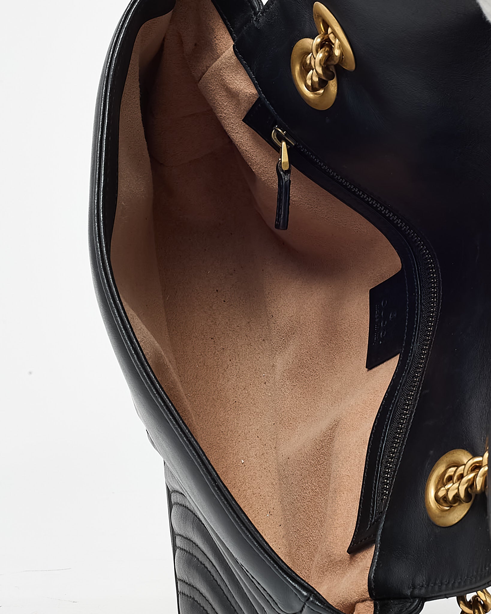 Gucci Black Leather Matelassé Small GG Marmont Shoulder Bag