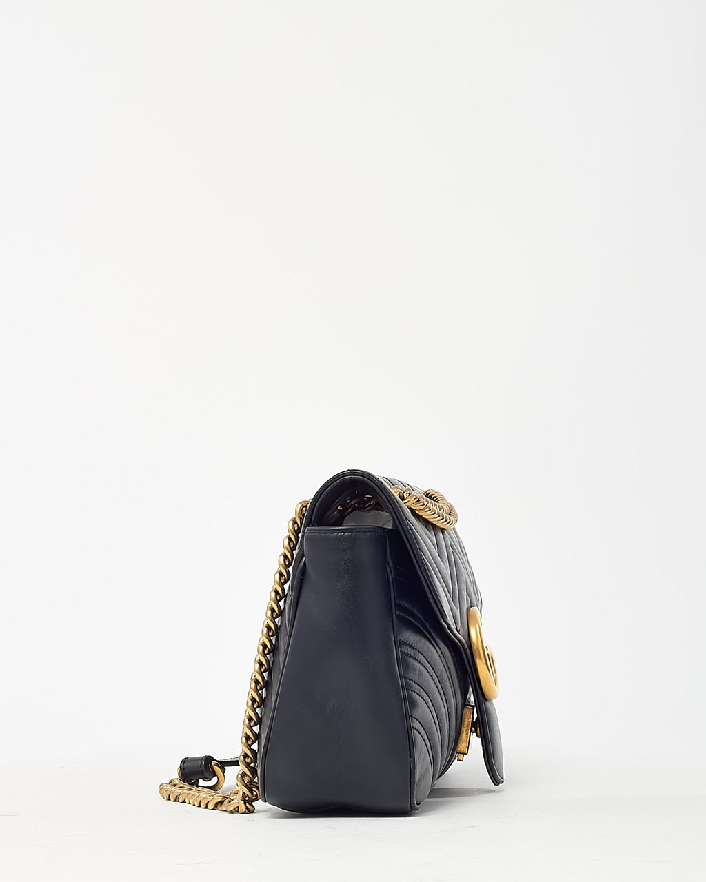 Gucci Black Leather Matelassé Small GG Marmont Shoulder Bag