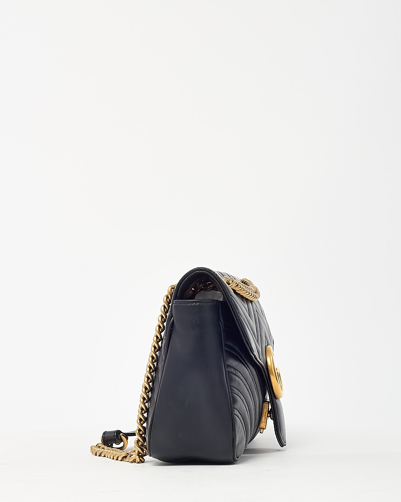 Gucci Black Leather Matelassé Small GG Marmont Shoulder Bag