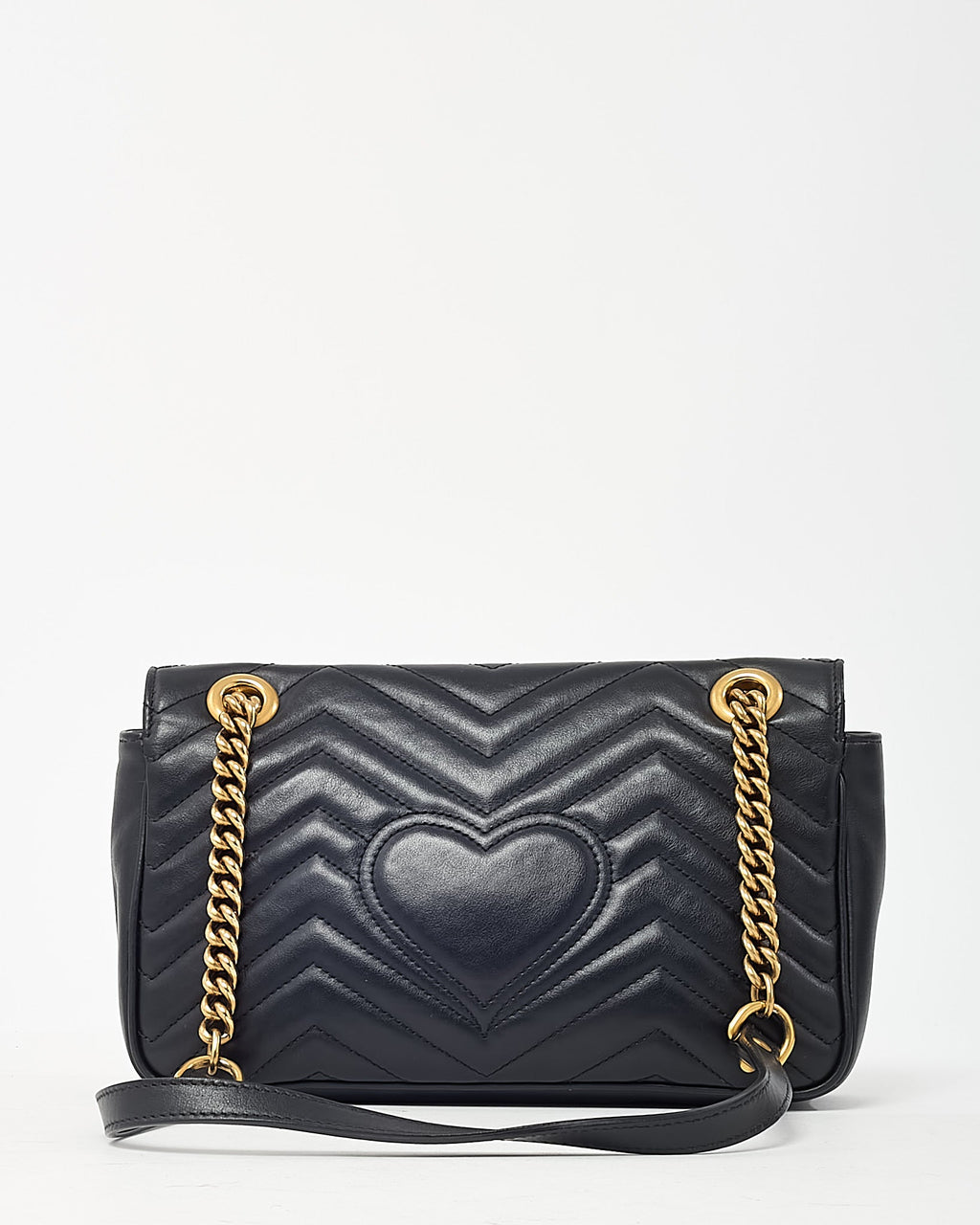Gucci Black Leather Matelassé Small GG Marmont Shoulder Bag