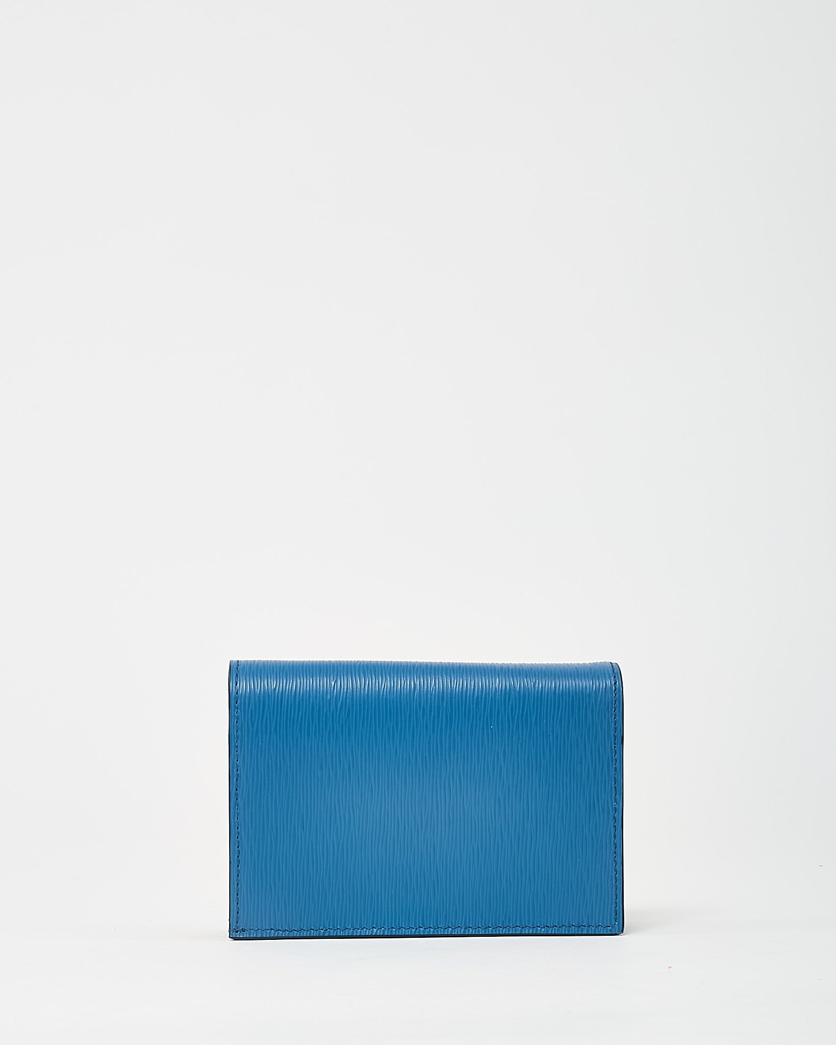 Prada Blue Vitello Move Tr Leather Triangle Logo Compact Wallet