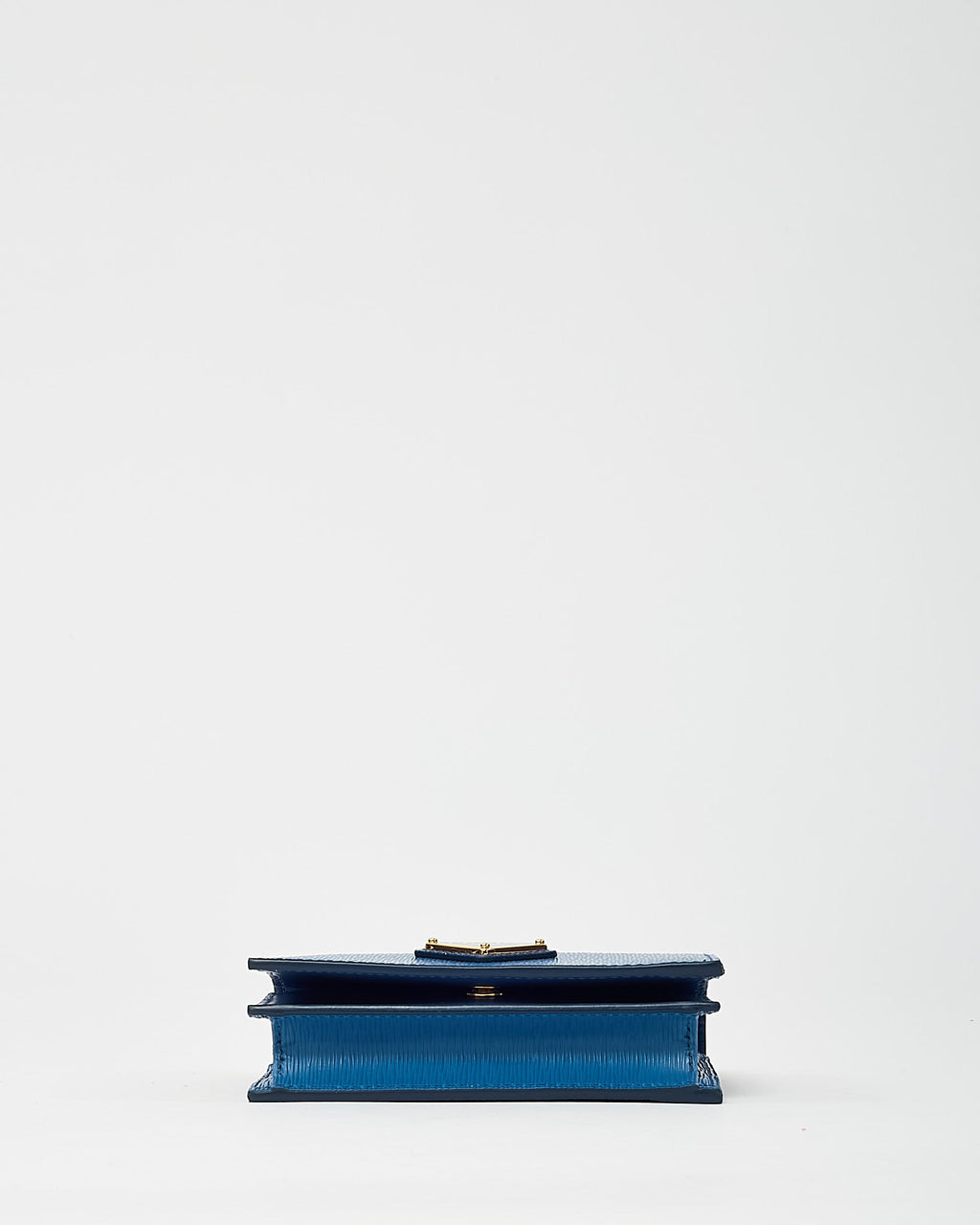 Prada Blue Vitello Move Tr Leather Triangle Logo Compact Wallet