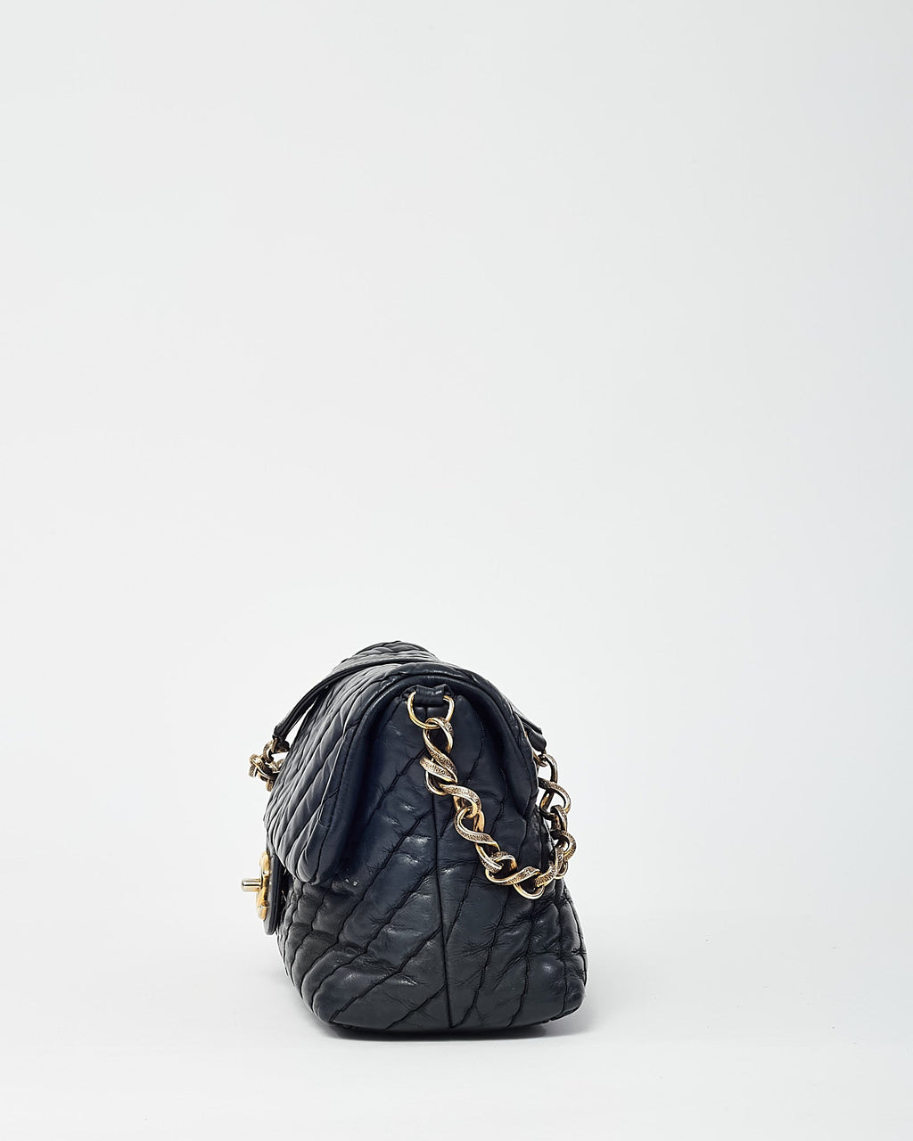 Chanel Black Surpique Chevron Leather Paris-Byzance Large Flap Bag GHW