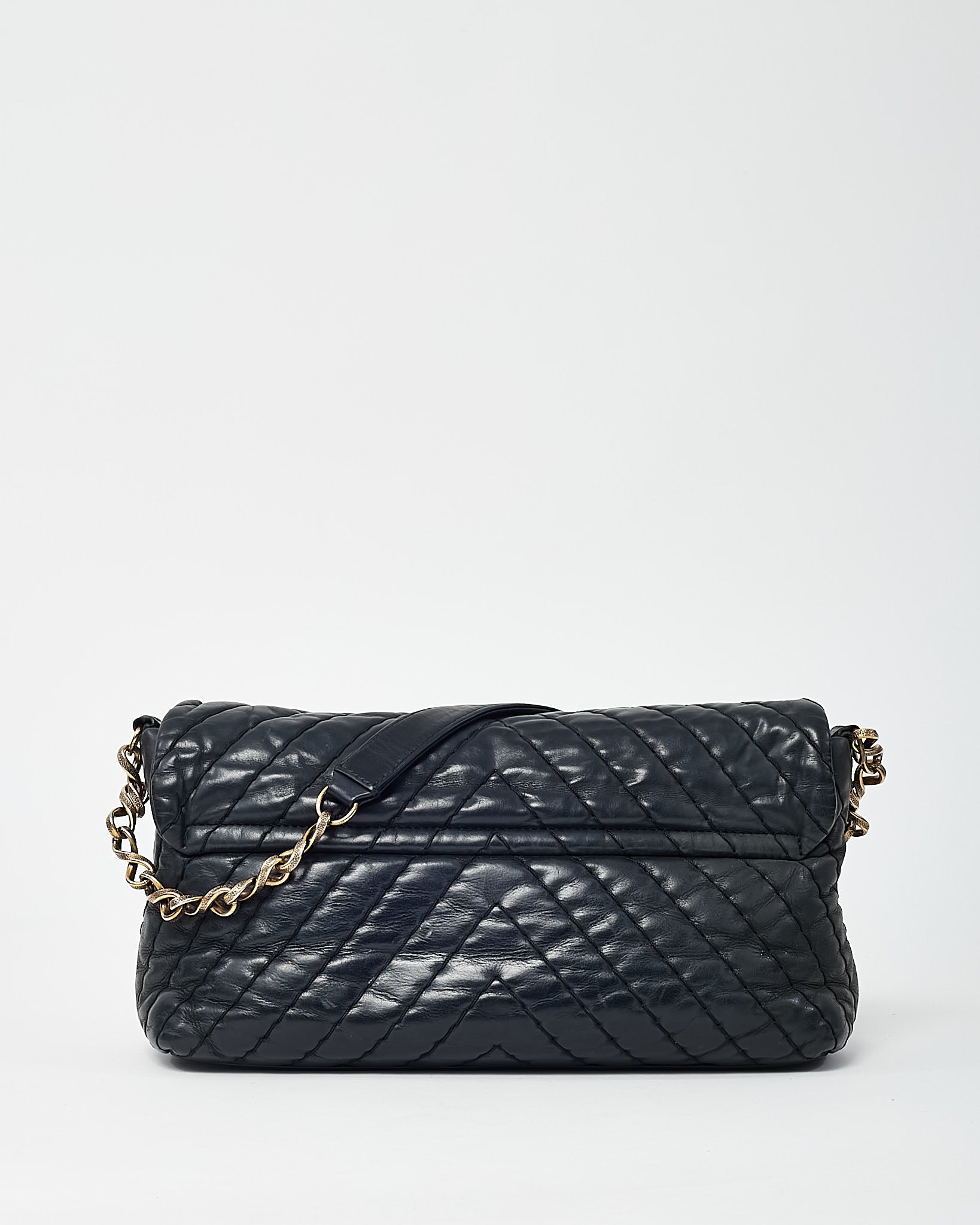 Chanel Black Surpique Chevron Leather Paris-Byzance Large Flap Bag GHW