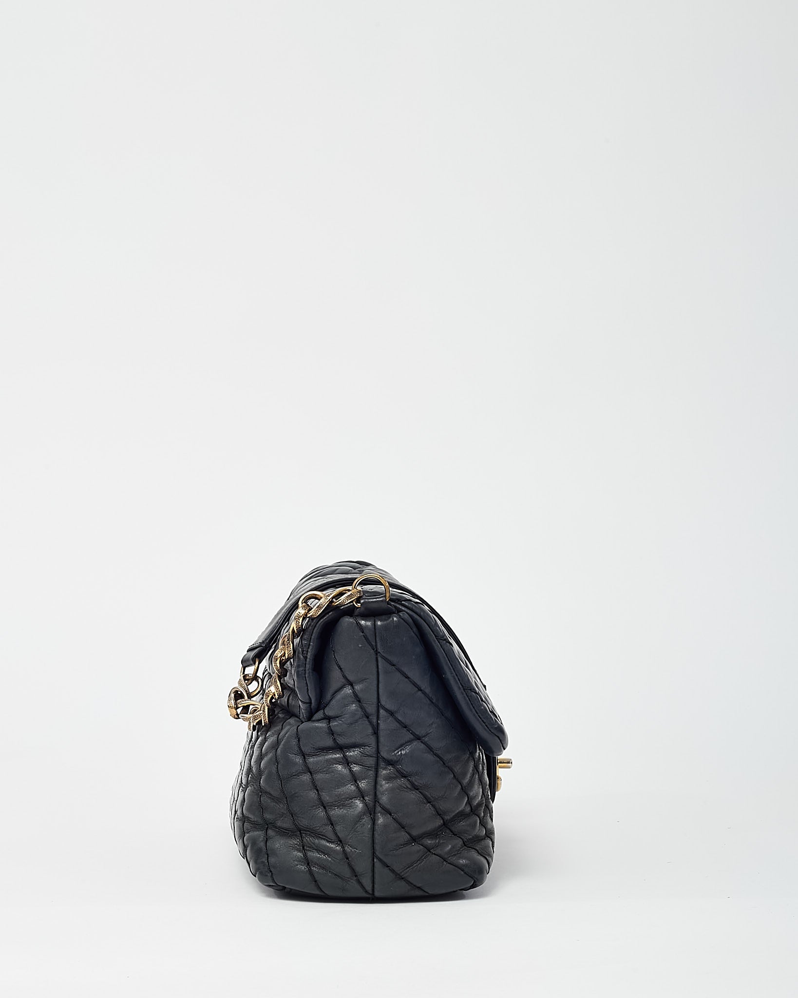 Chanel Black Surpique Chevron Leather Paris-Byzance Large Flap Bag GHW