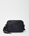 Gucci Black Pebbled Calfskin Leather GG Soho Disco Crossbody Bag