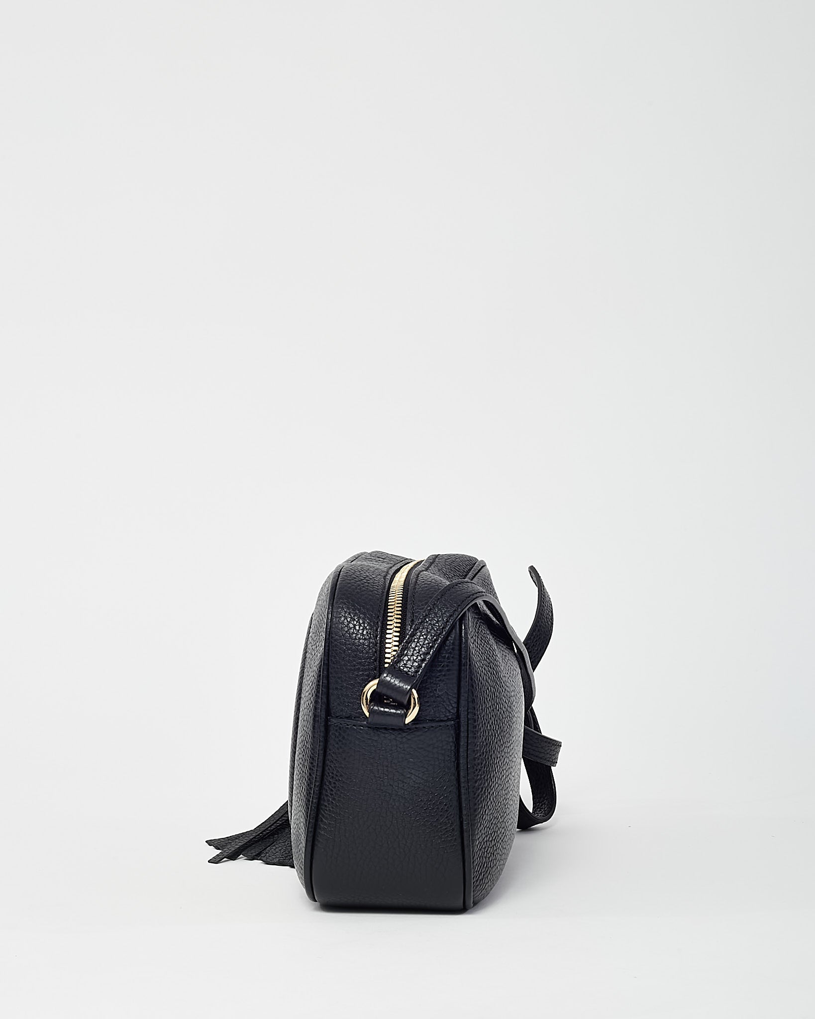 Gucci Black Pebbled Calfskin Leather GG Soho Disco Crossbody Bag