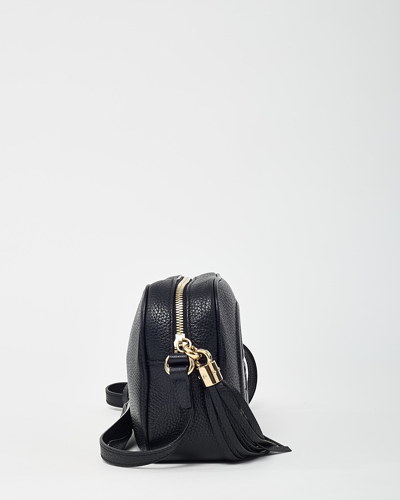 Gucci Black Pebbled Calfskin Leather GG Soho Disco Crossbody Bag