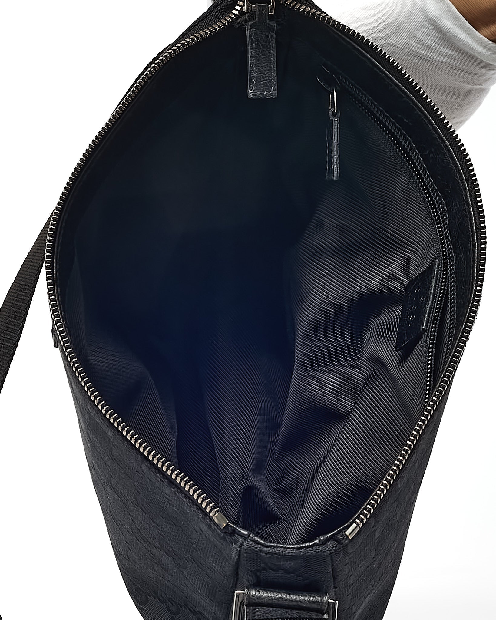 Gucci Black GG Monogram Canvas Messenger Crossbody Bag
