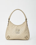 Gucci Light Grey GG Monogram Guccissima Embossed Leather Abbey D-Ring Shoulder Bag