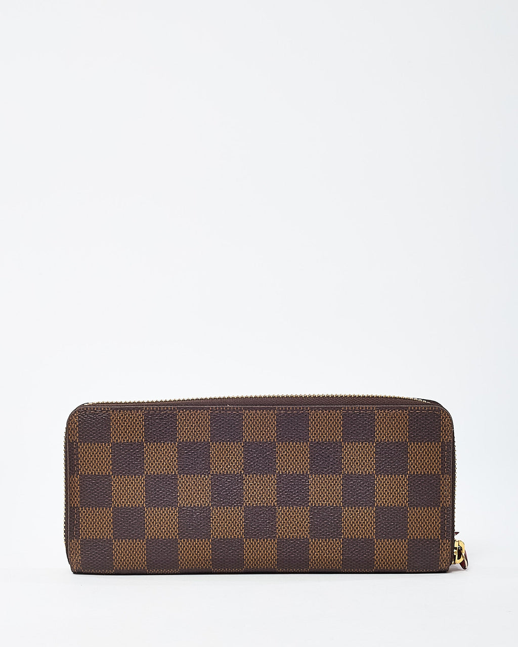 Louis Vuitton Damier Ebene Coated Canvas Red Interior Clemence Wallet
