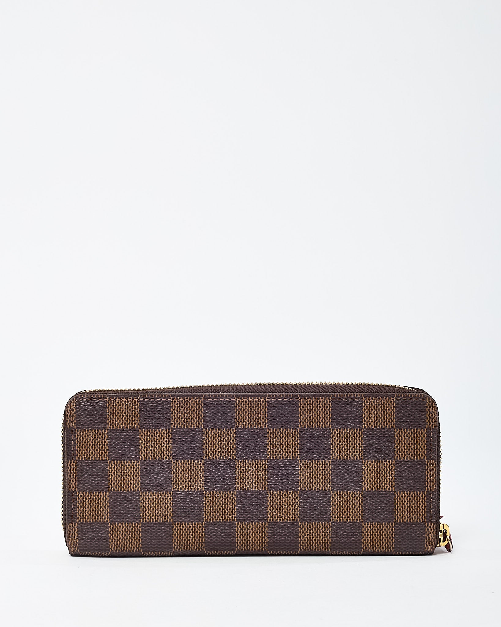 Louis Vuitton Damier Ebene Coated Canvas Red Interior Clemence Wallet