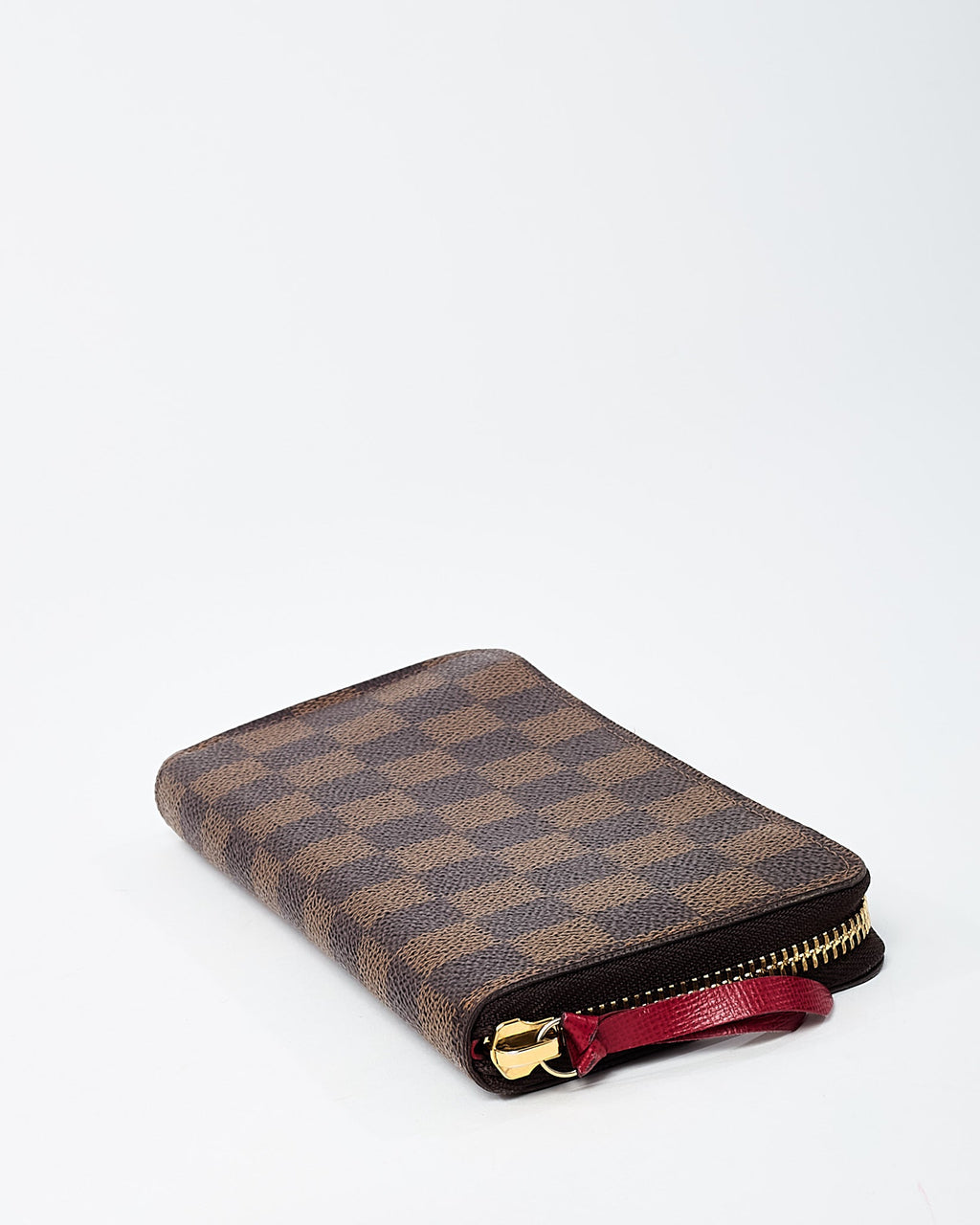 Louis Vuitton Damier Ebene Coated Canvas Red Interior Clemence Wallet