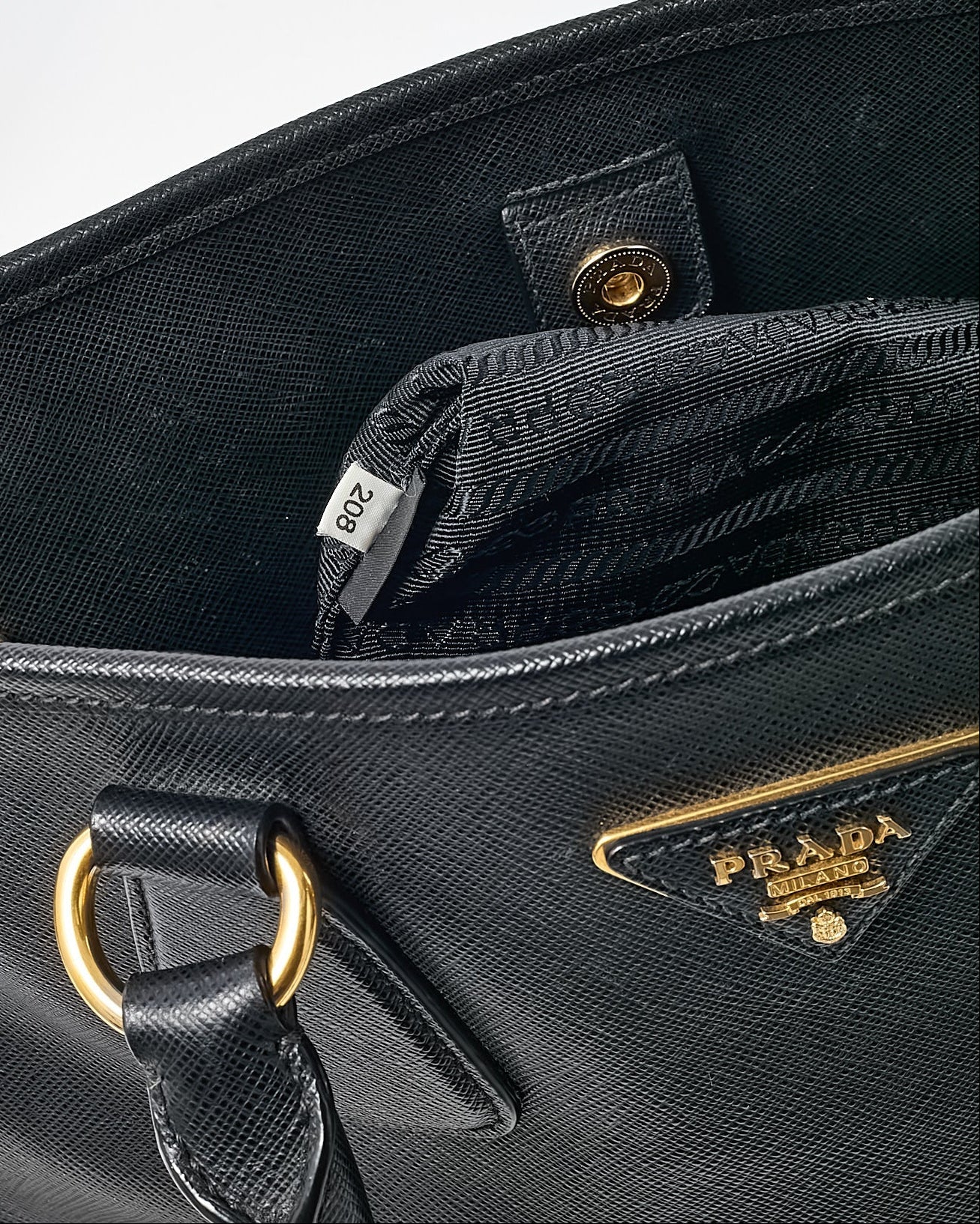 Prada Black Saffiano Leather Pomice 2Way Shopping Tote with Strap