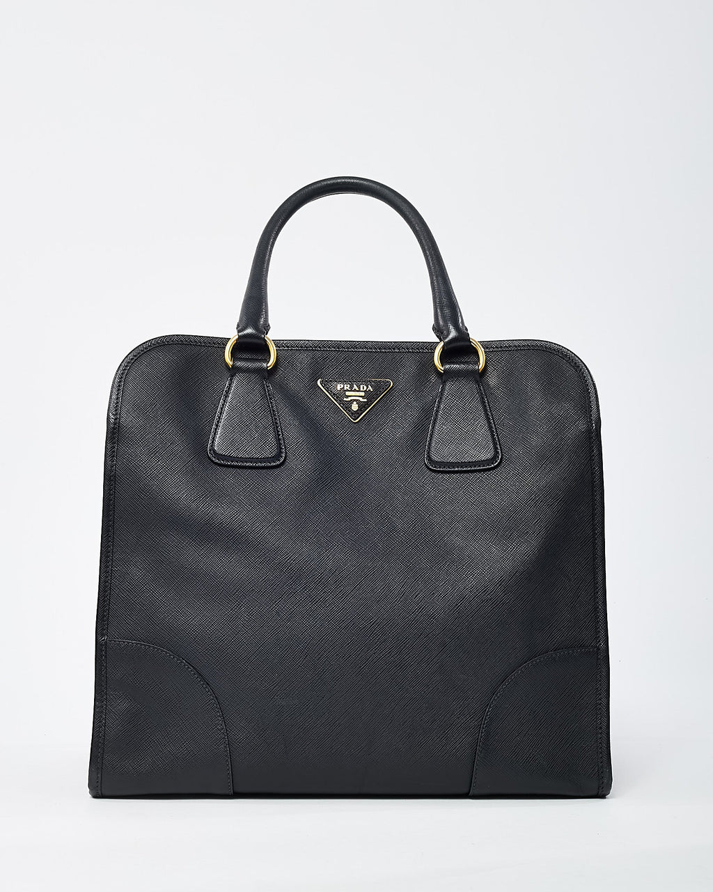 Prada Black Saffiano Leather Pomice 2Way Shopping Tote with Strap