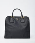 Prada Black Saffiano Leather Pomice 2Way Shopping Tote with Strap