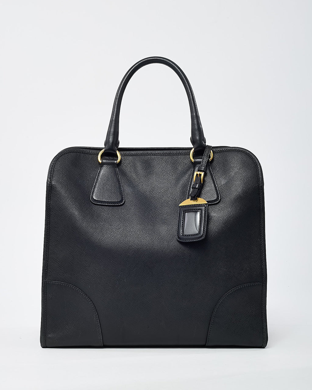 Prada Black Saffiano Leather Pomice 2Way Shopping Tote with Strap
