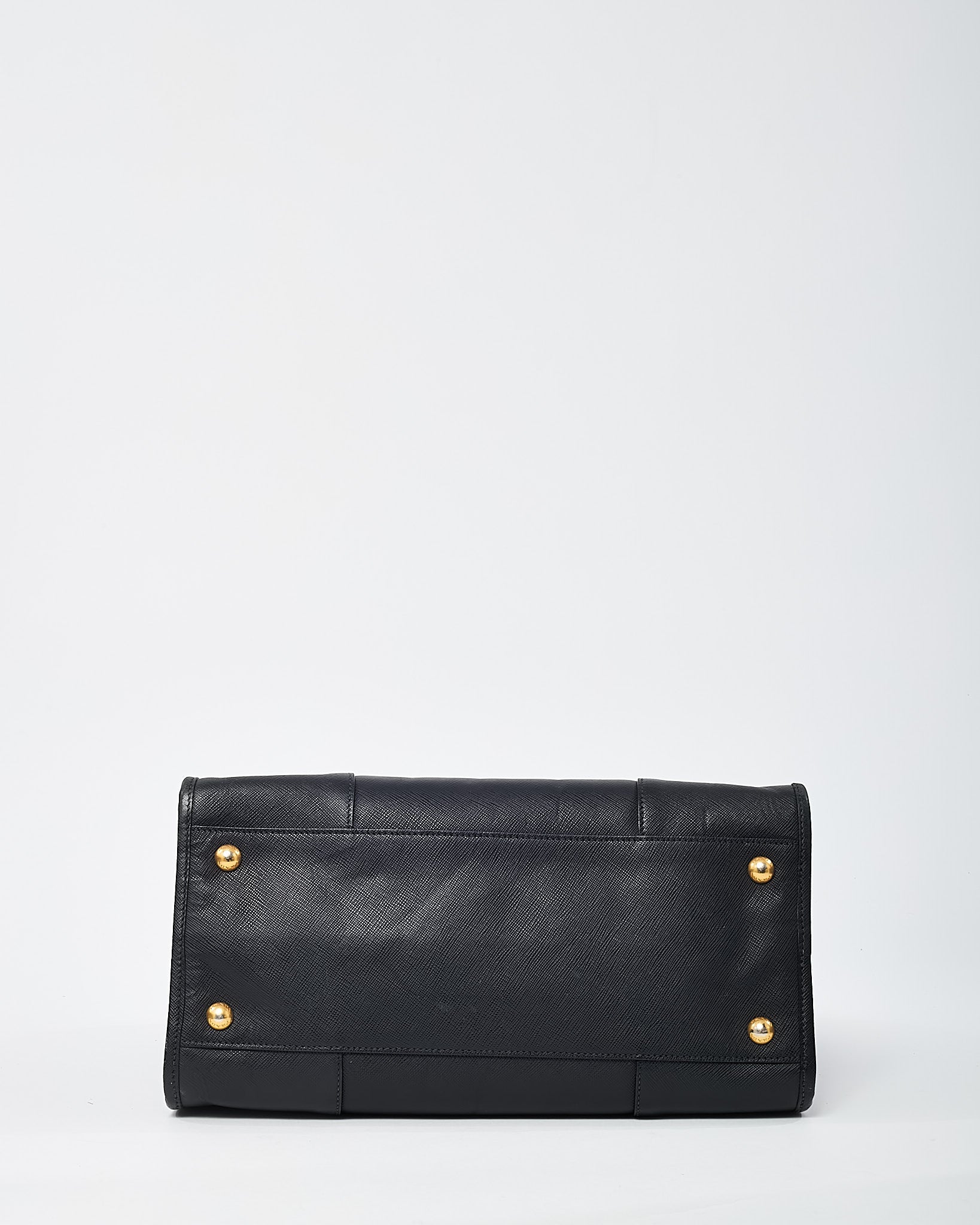 Prada Black Saffiano Leather Pomice 2Way Shopping Tote with Strap