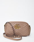 Gucci Dusty Rose Matelassé Leather GG Marmont Small Camera Crossbody Bag