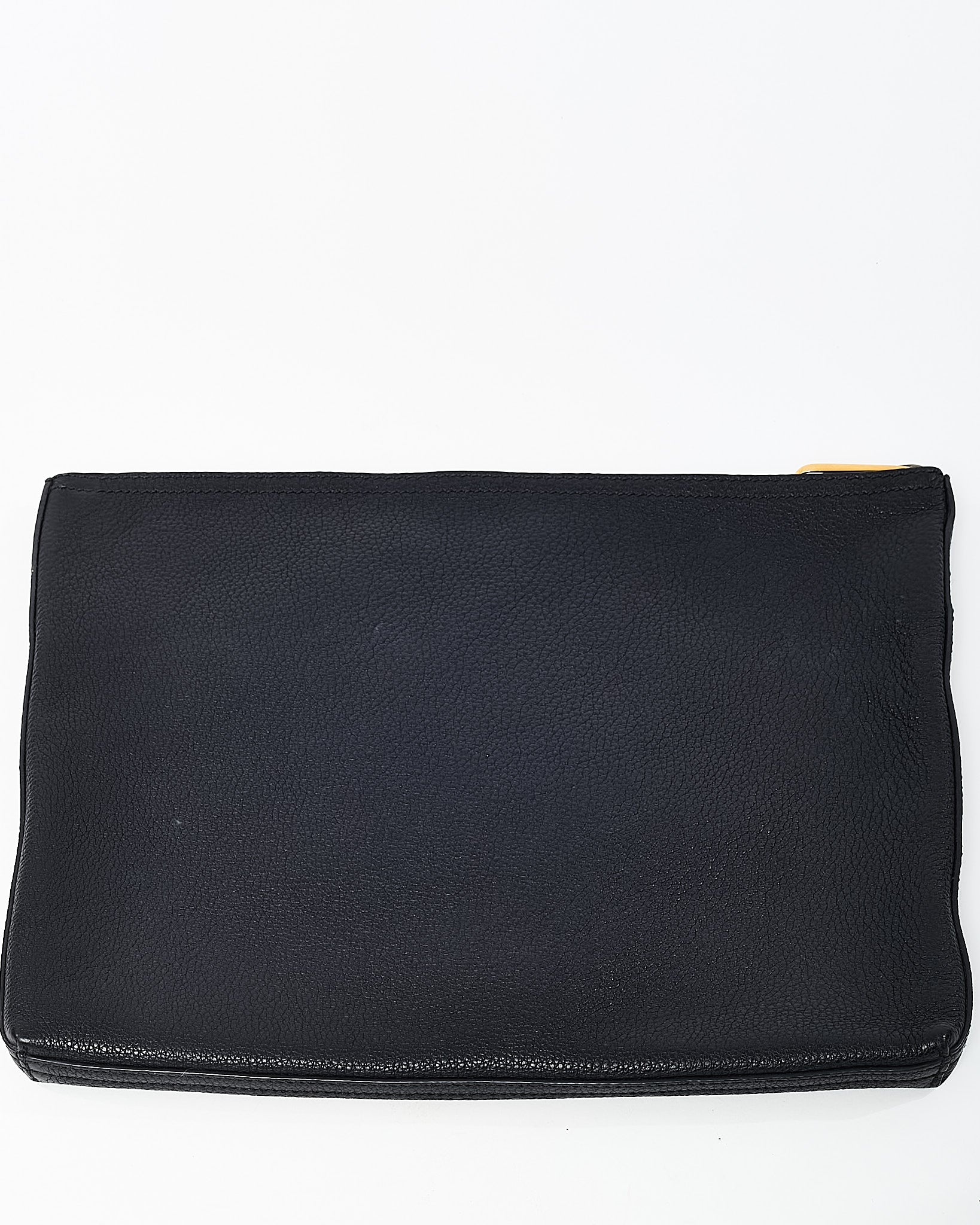 Gucci Black Leather Logo With Green & Red Web Portfolio Clutch