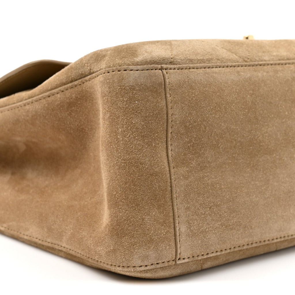 Suede Calfskin Souplissimo Maxi Flap Dark Beige