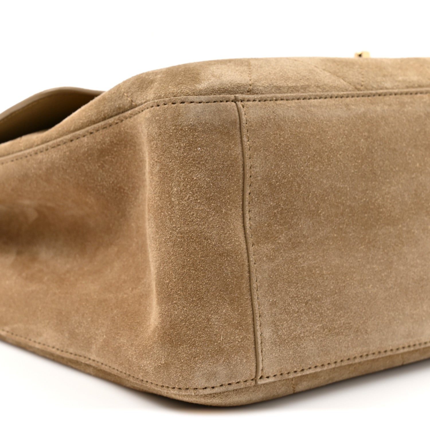 Suede Calfskin Souplissimo Maxi Flap Dark Beige