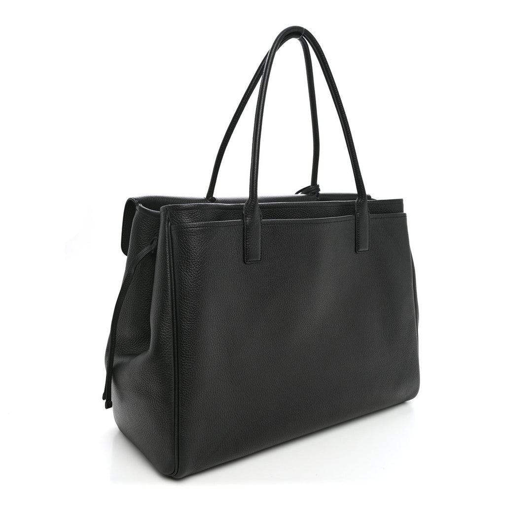 Grained Calfskin Large Urban Essentials Shopping Bag Black