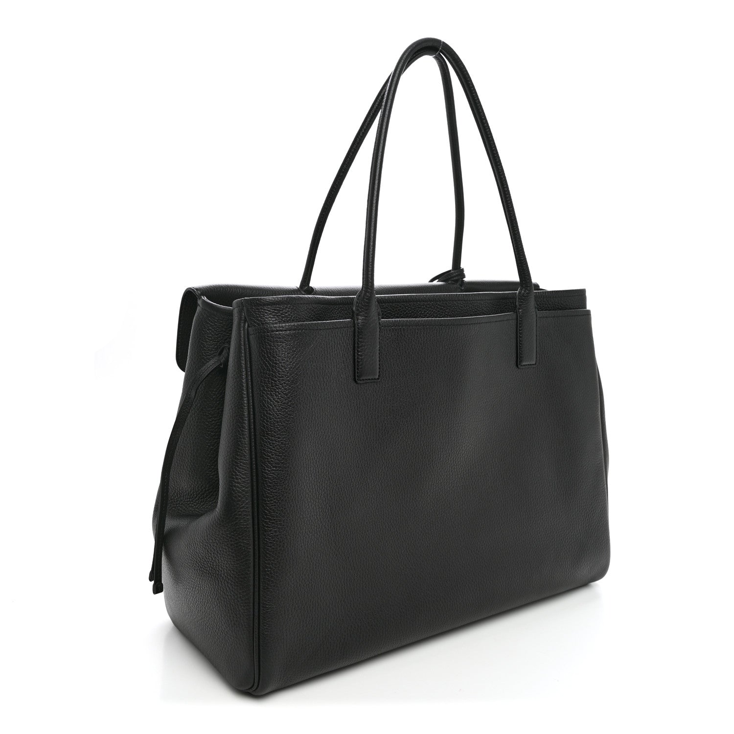 Grained Calfskin Large Urban Essentials Shopping Bag Black