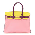 Chevre Mysore Horseshoe Birkin 30 Rose Confetti Anemone Lime
