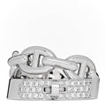 18K White Gold Kelly Diamond Double Tour Chaine d'Ancre Pave Ring 50 5.5