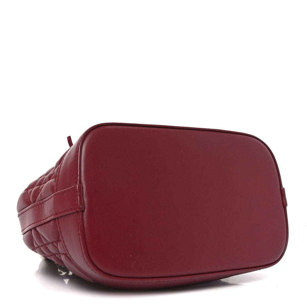 Lambskin Cannage Miss Dior Bucket Bag Cherry Red