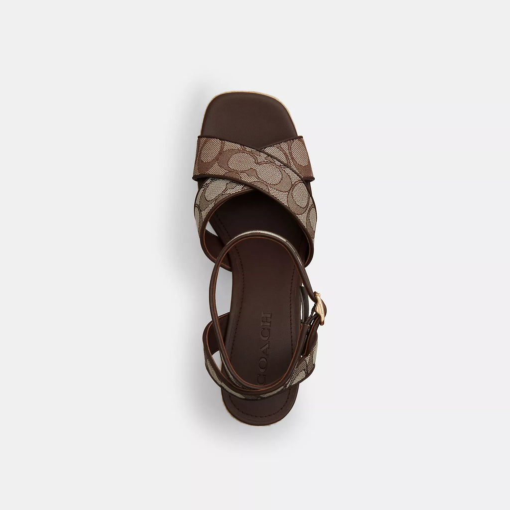 Coach Outlet Block Heel Sandal In Signature Jacquard