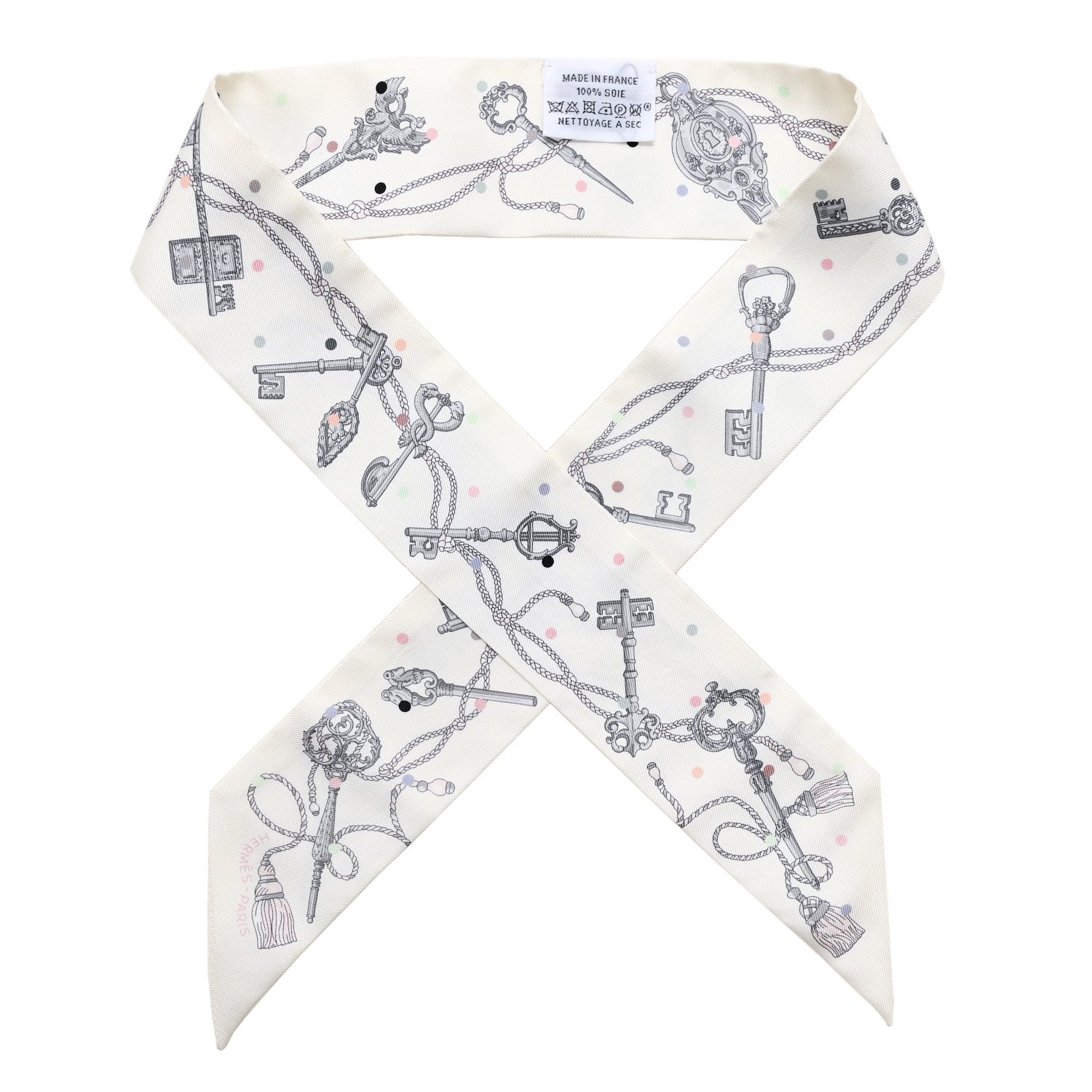 Silk Les Cles A Pois Twilly White Gris Acier