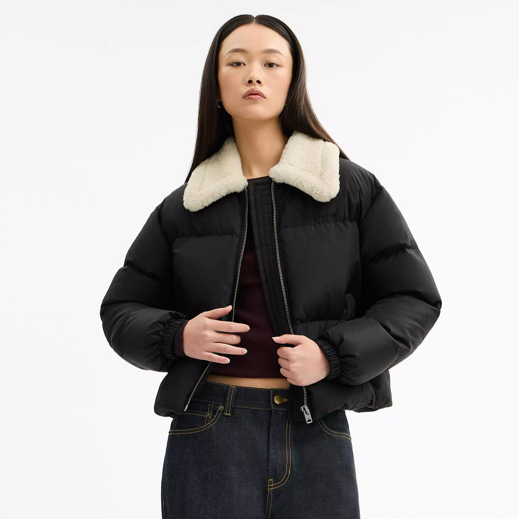 Coach Outlet Puffer With Shearling Collar
