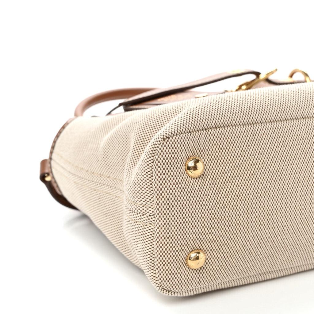 Canvas Calfskin Aventure Bag Beige Brandy