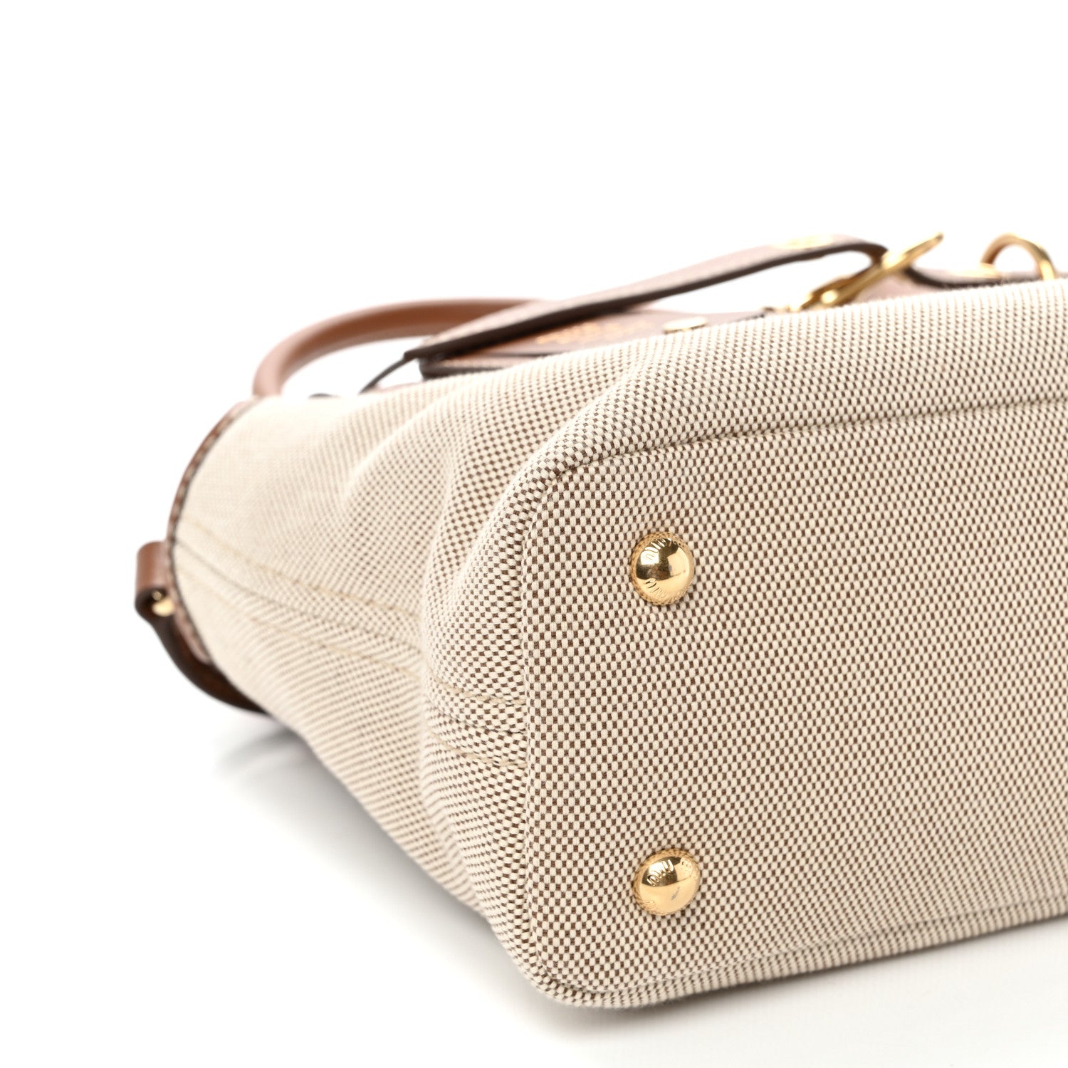 Canvas Calfskin Aventure Bag Beige Brandy