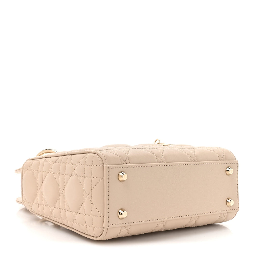 Lambskin Cannage Mini Lady Dior Powder Beige