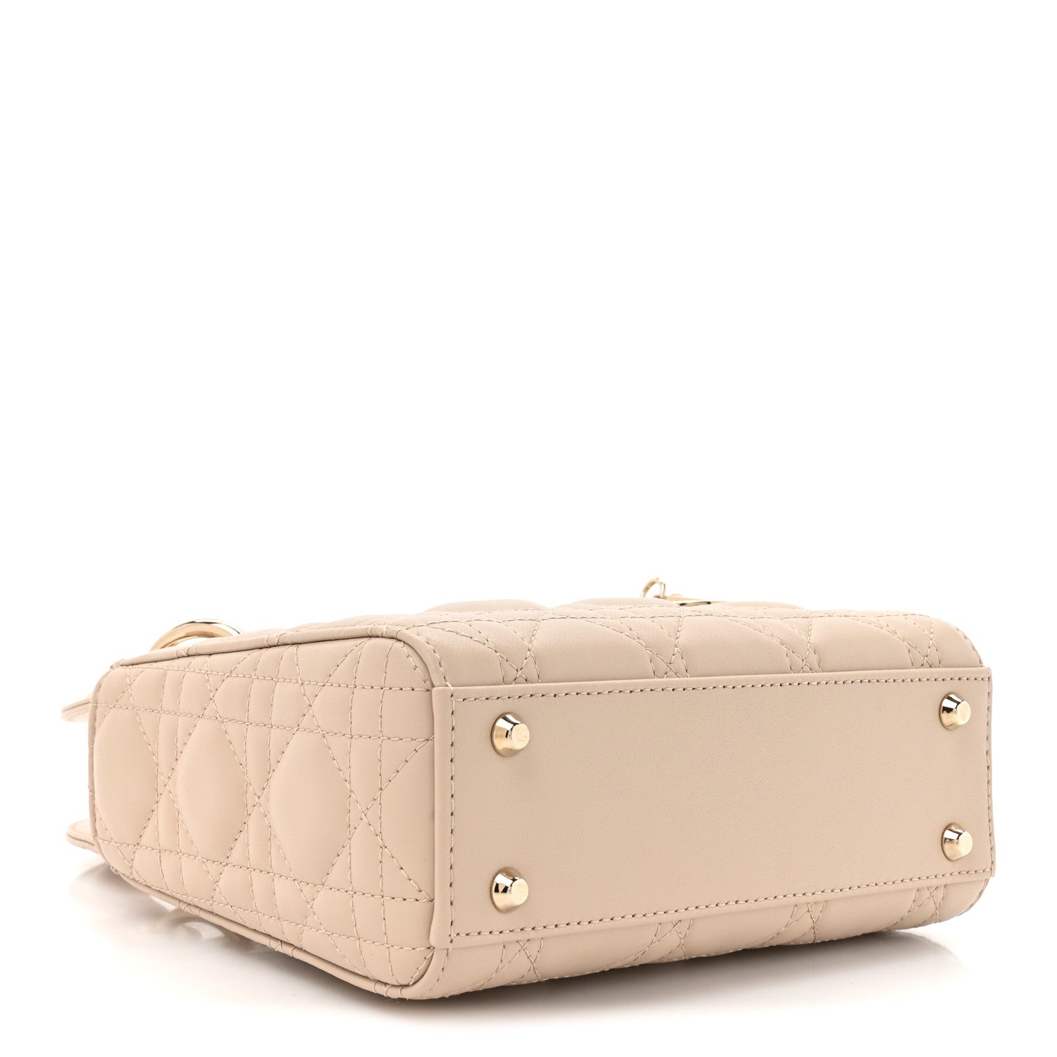 Lambskin Cannage Mini Lady Dior Powder Beige