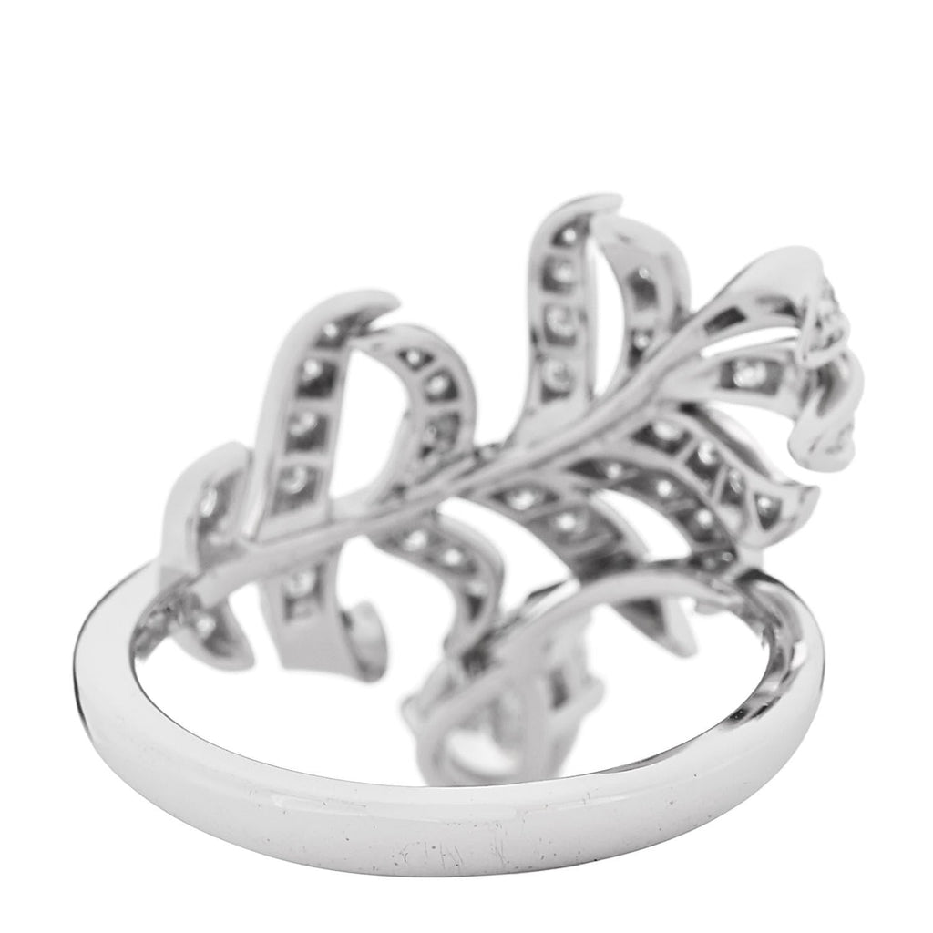 18K White Gold Diamond Plume De Chanel Ring 53 6.5