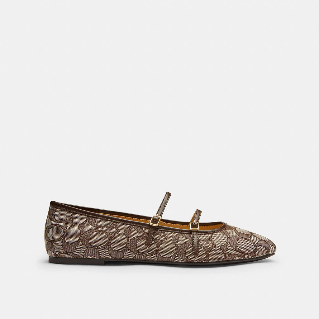 Coach Outlet Double Buckle Mary Jane In Signature Jacquard
