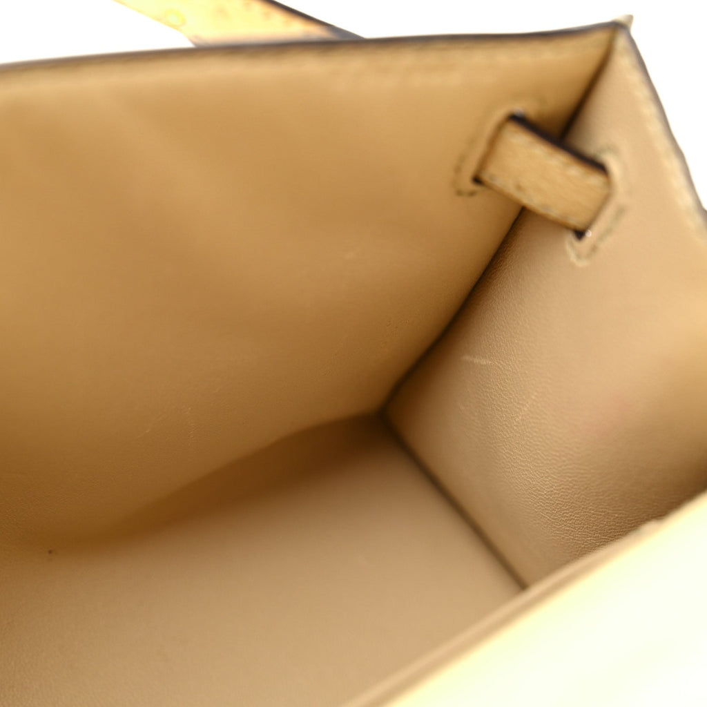 Ostrich Kelly Pochette Clutch Parchemin