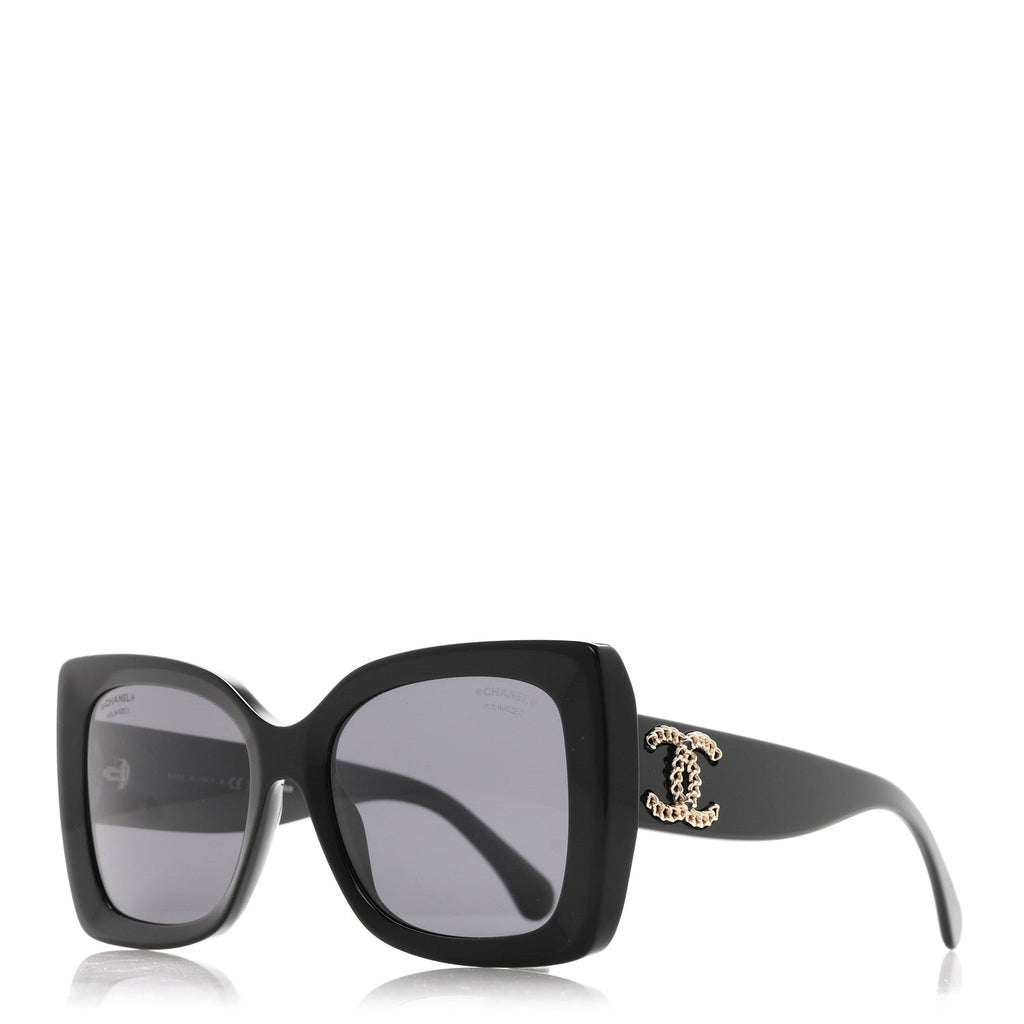Acetate CC Polarized Square Sunglasses 5555 Black