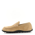 Suede Calfskin Mens Lazy Loafers 40 Beige Sable