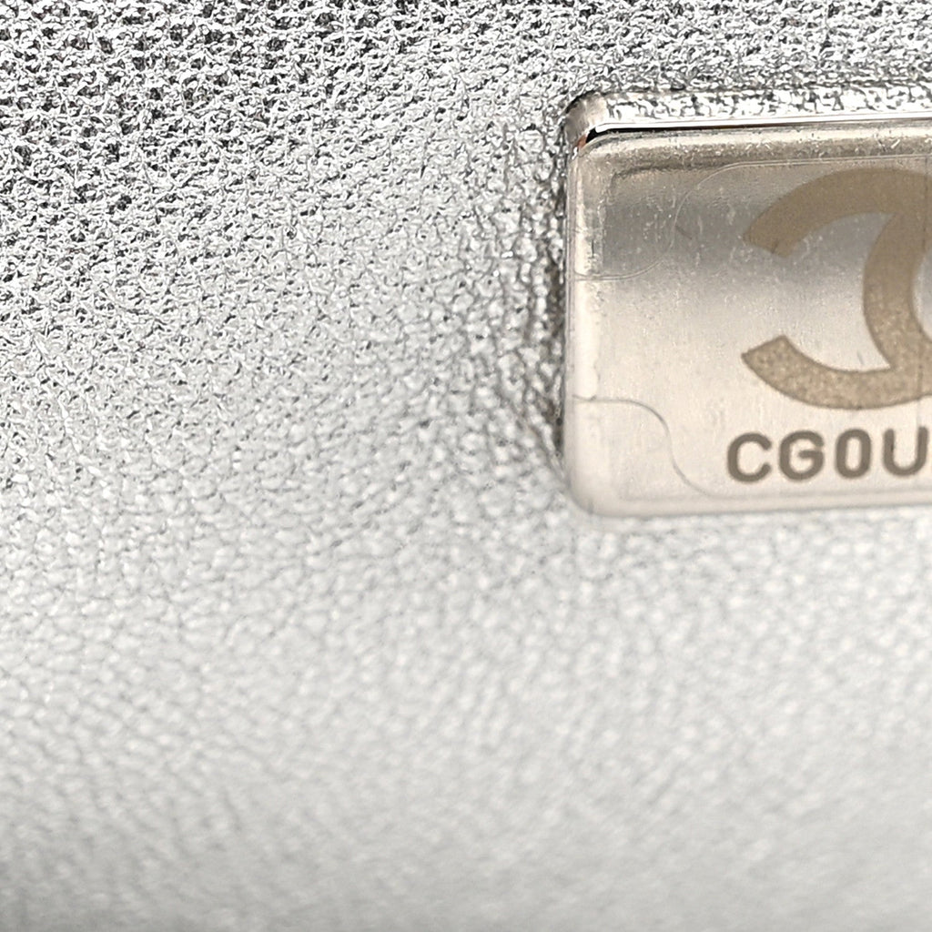 Crystal Embellished Metallic Lambskin Mini Chanel 22 Silver