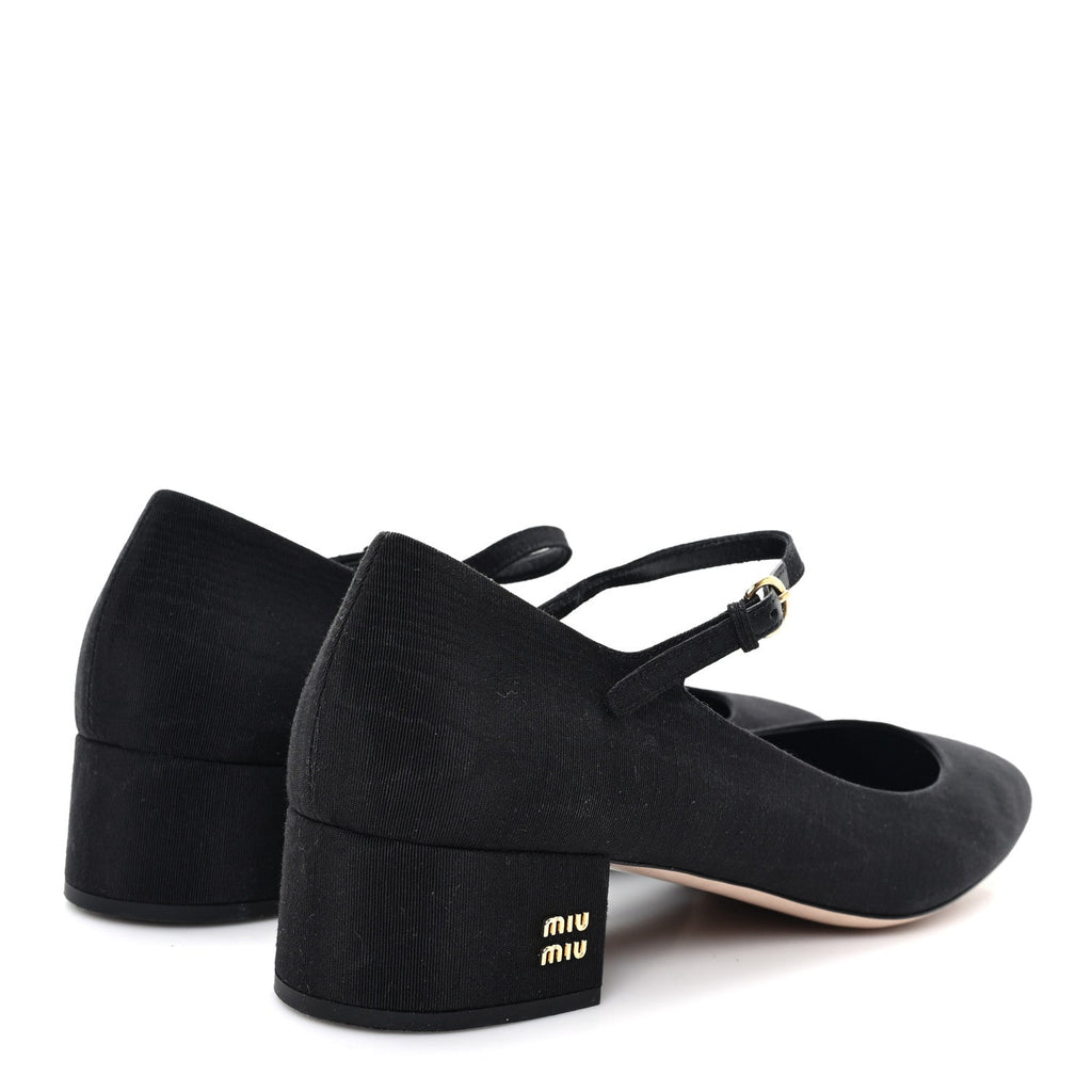 Grosgrain Moire Mary Jane Pumps 40 Black