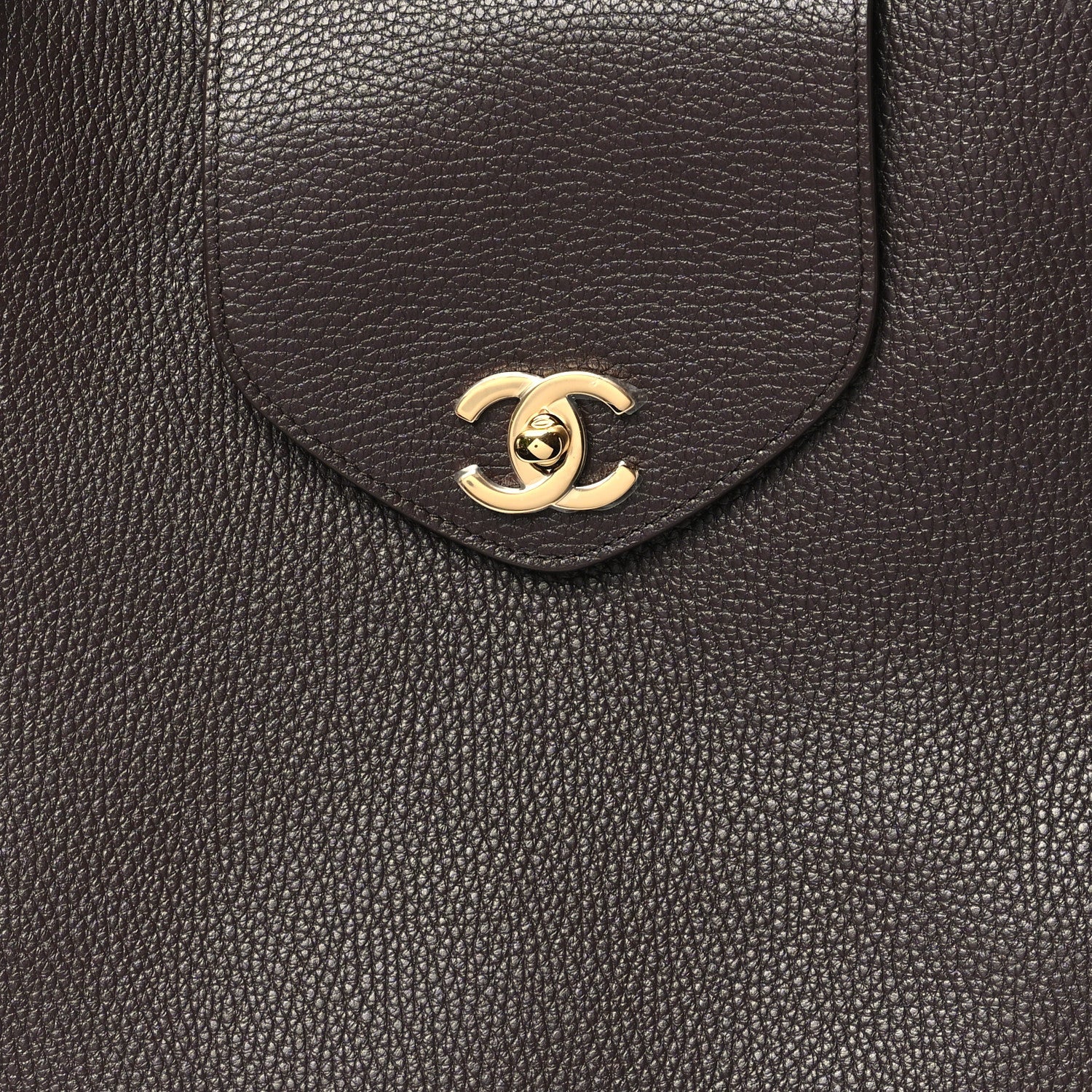 Grained Calfskin Large Shopping Bag Brown