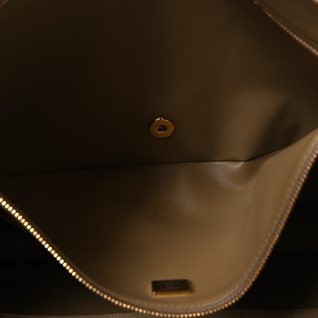 Suede Calfskin Souplissimo Maxi Flap Dark Beige