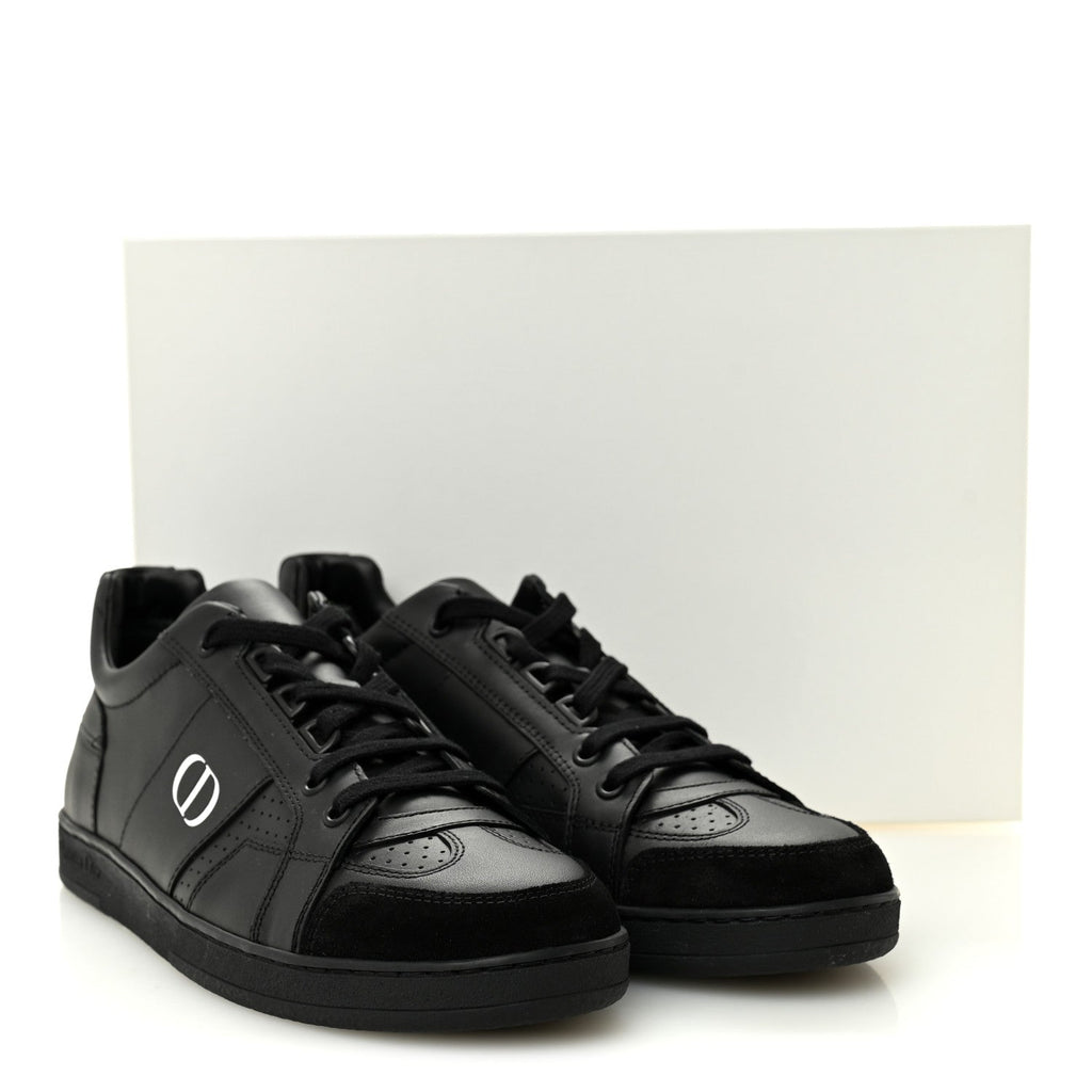 Calfskin Suede Logo Sneakers 38 Black